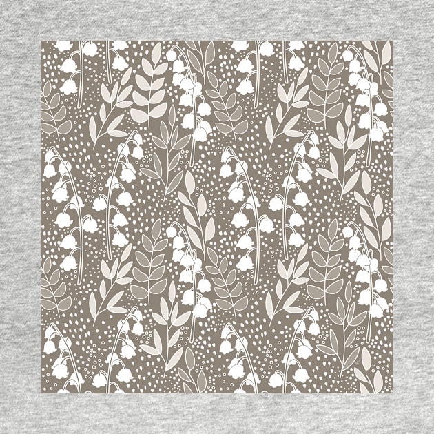 Lily of The Valley Pattern - Light Brown by monitdesign